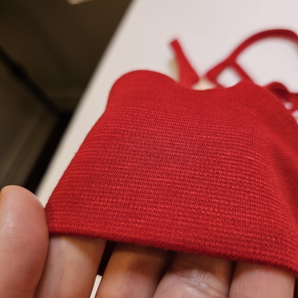 Custom handmade red stretch knit spaghetti straps cropped top size S US - Picture 8 of 8